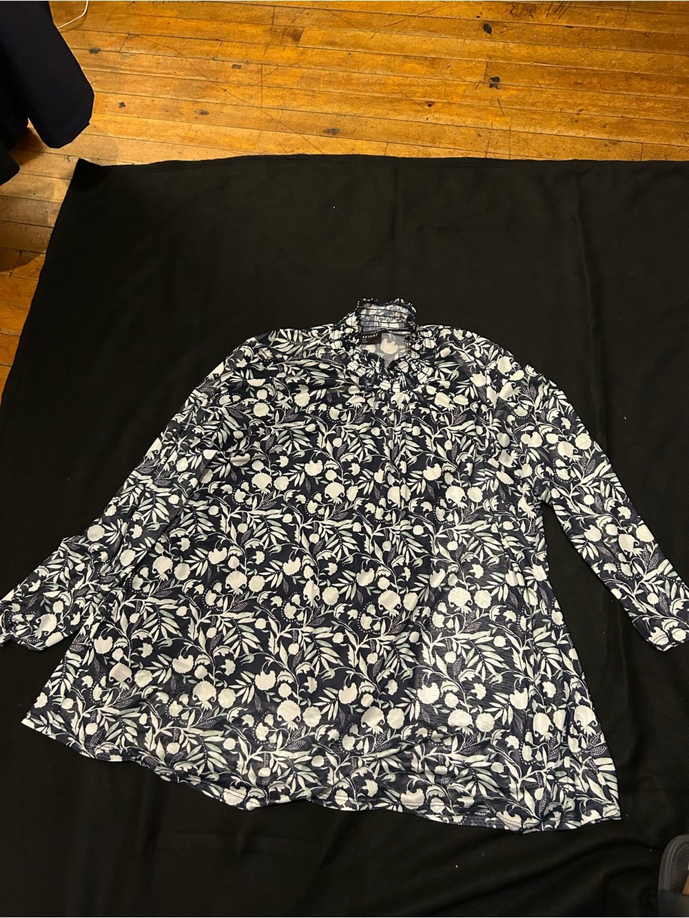 Lane Bryant Navy and White Floral Top with Tank Top